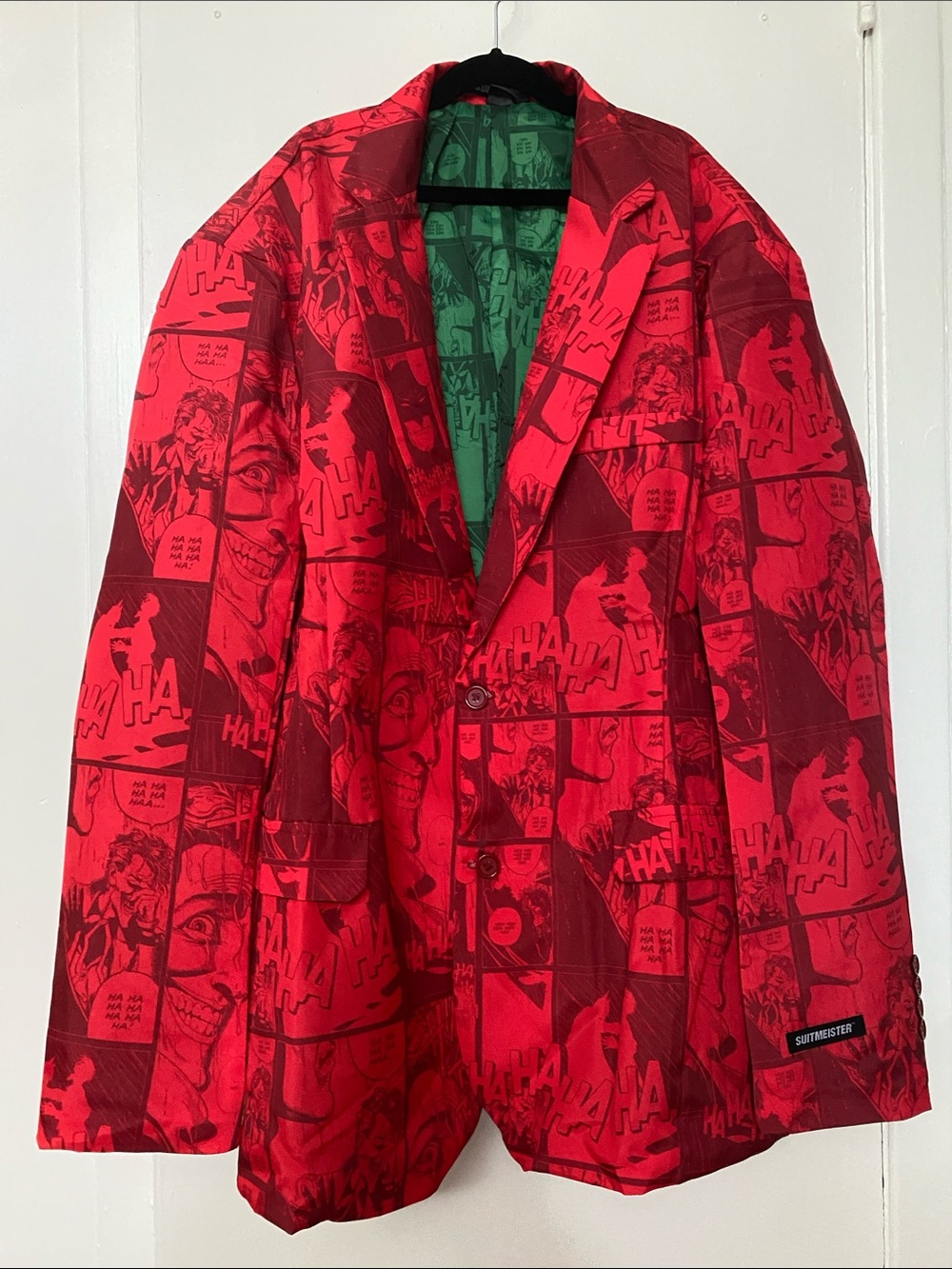 SuitMeister Red Joker Comic-Print Blazer and Pants Suit - Batman Marvel Comics